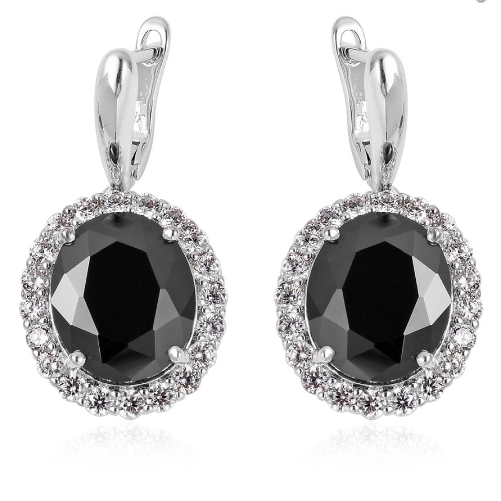 Black Spinel and Zircon Earrings